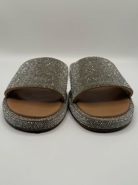 Madden Girl Silver Rhinestone Slide Sandals